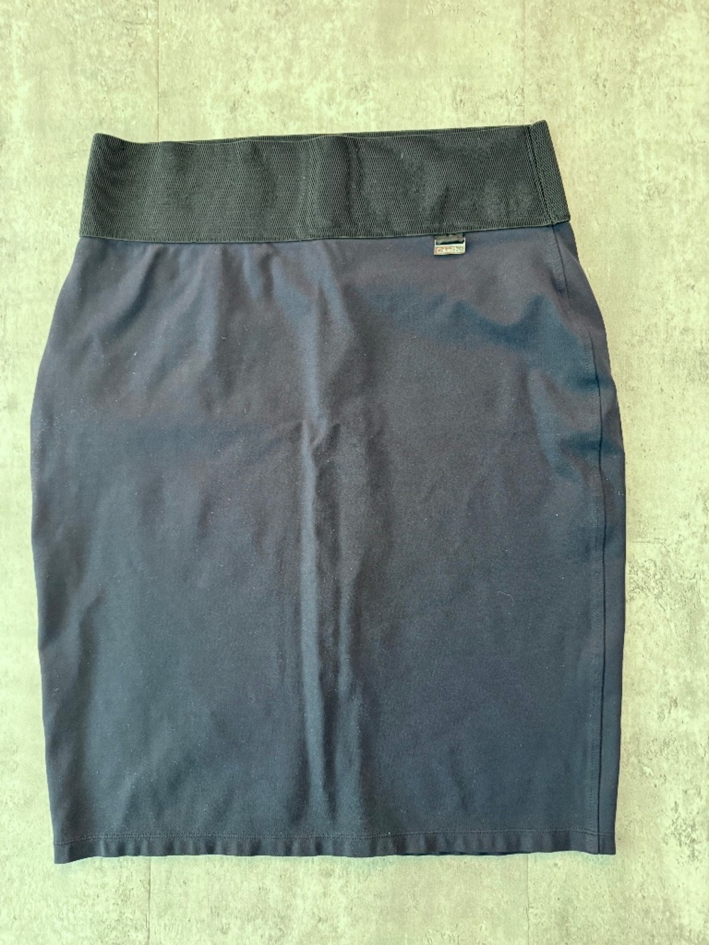 Calvin Klein Modern Pencil Skirt Navy Banded Wide Waist Pull On Size Large L
